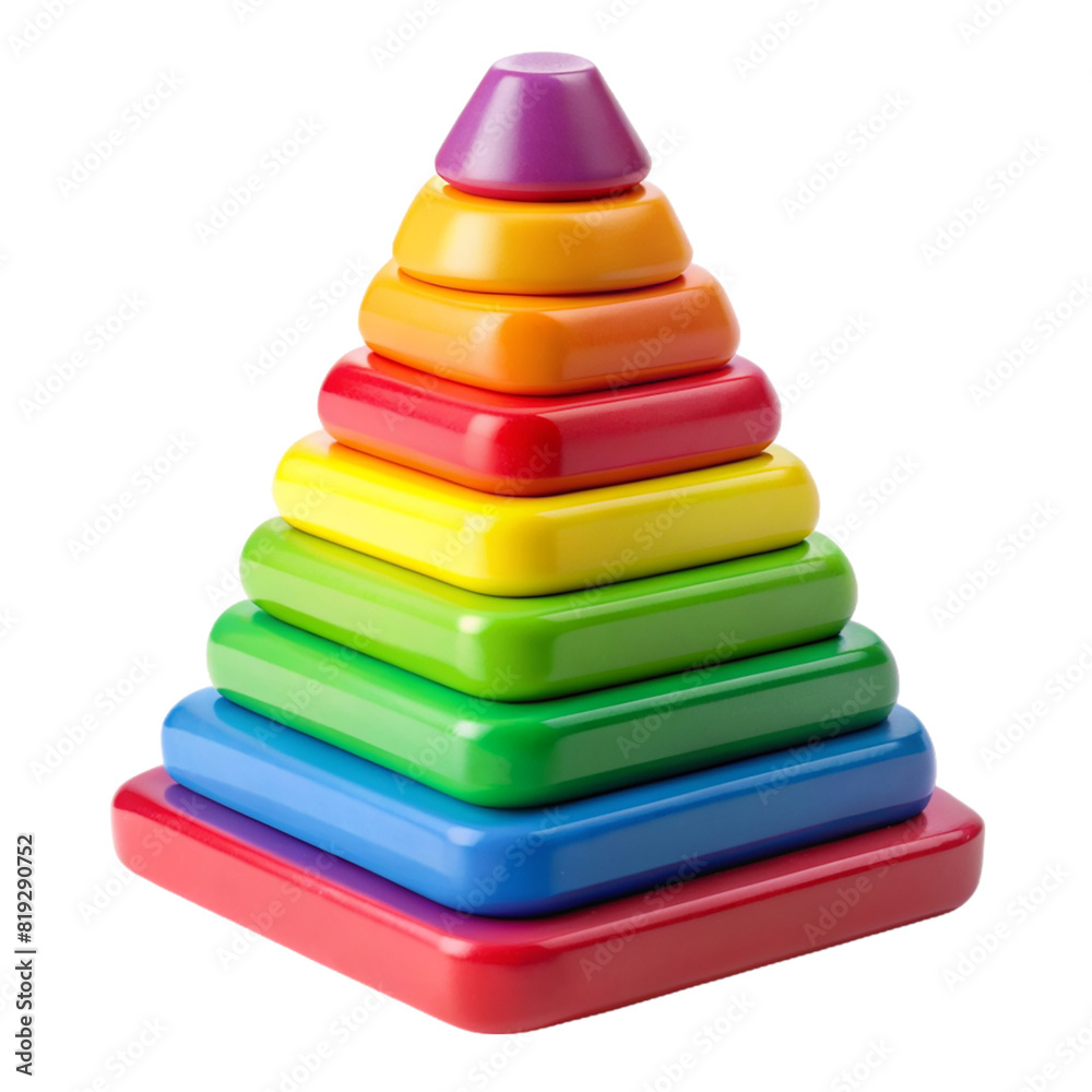 Colorful toy pyramid cut out Isolated on transparent background