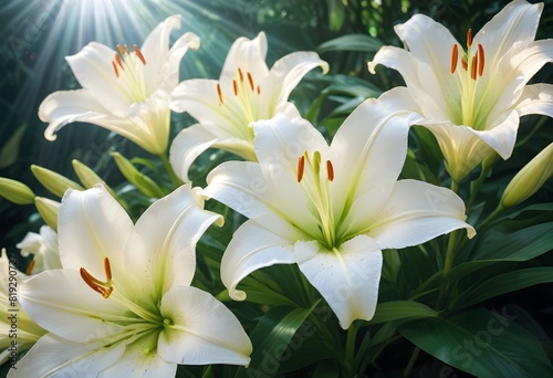 Lilies flower closeup Realistic Light understand sun light significantly summer season flower concept
