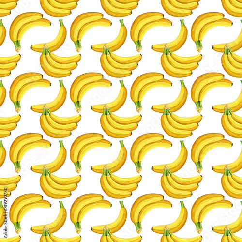 Tropical seamless design. Bananas pattern on white background. Hawaiian vibe
