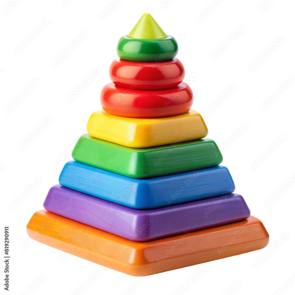Colorful toy pyramid cut out Isolated on transparent background Colorful toy pyramid cut out Isolated on transparent background