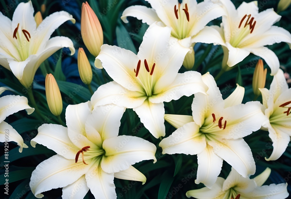 Lilies flower closeup Realistic Light understand sun light significantly summer season flower concept