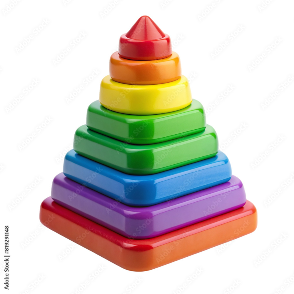 Colorful toy pyramid cut out Isolated on transparent background Colorful toy pyramid cut out Isolated on transparent background