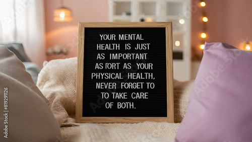 Mental health matters motivational quote on the letter board. Inspiration psycological text. photo
