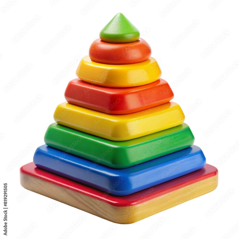 Colorful toy pyramid cut out Isolated on transparent background Colorful toy pyramid cut out Isolated on transparent background