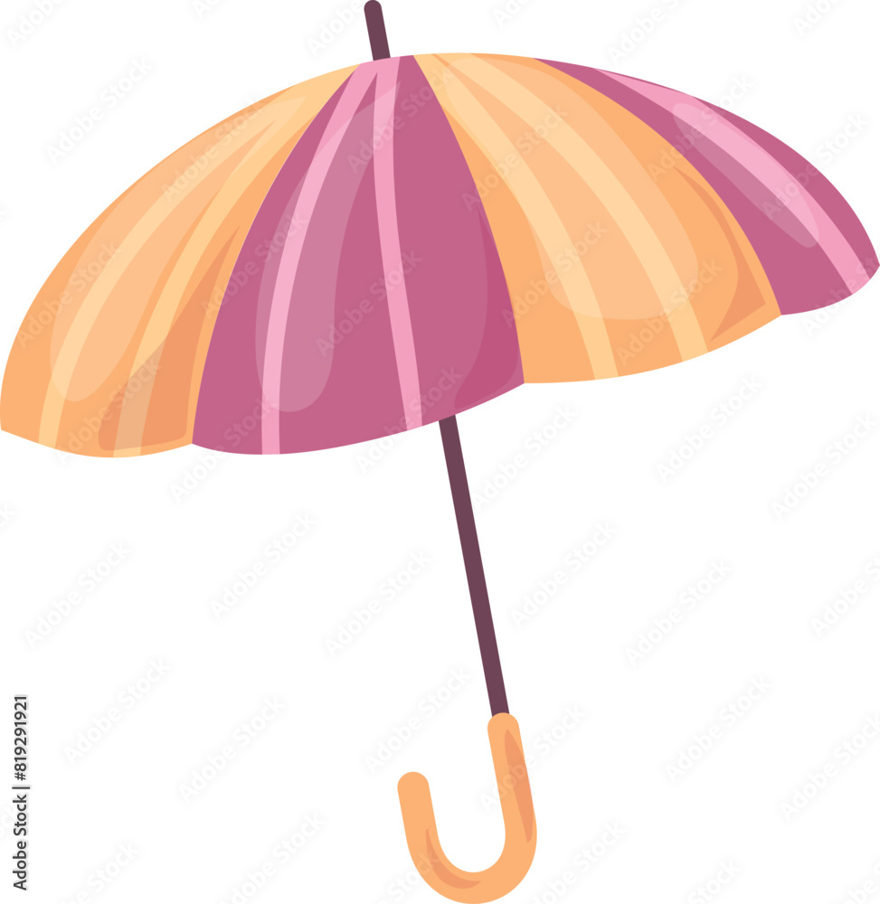 Vibrant and cheerful colorful cartoon umbrella illustration with purple and orange shade on a white background for rain protection and fashion accessory concept Vibrant and cheerful colorful cartoon umbrella illustration with purple and orange shade on a white background for rain protection and fashion accessory concept