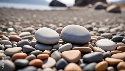 A serene scene of two pebbles, nestled together on a riverbed, symbolizing the steadfast and enduring connection of best friends on National Best Friends Day,illustration created with generative ai. photo