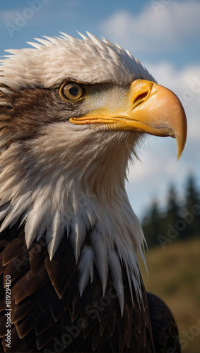 Cinematic Portrait Shot of a Majestic American Bald Eagle