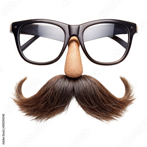 Comical glasses with bushy eyebrows Isolated on transparent background