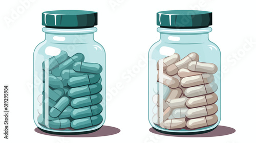 Vector grey capsules flat cartoon illustration isol