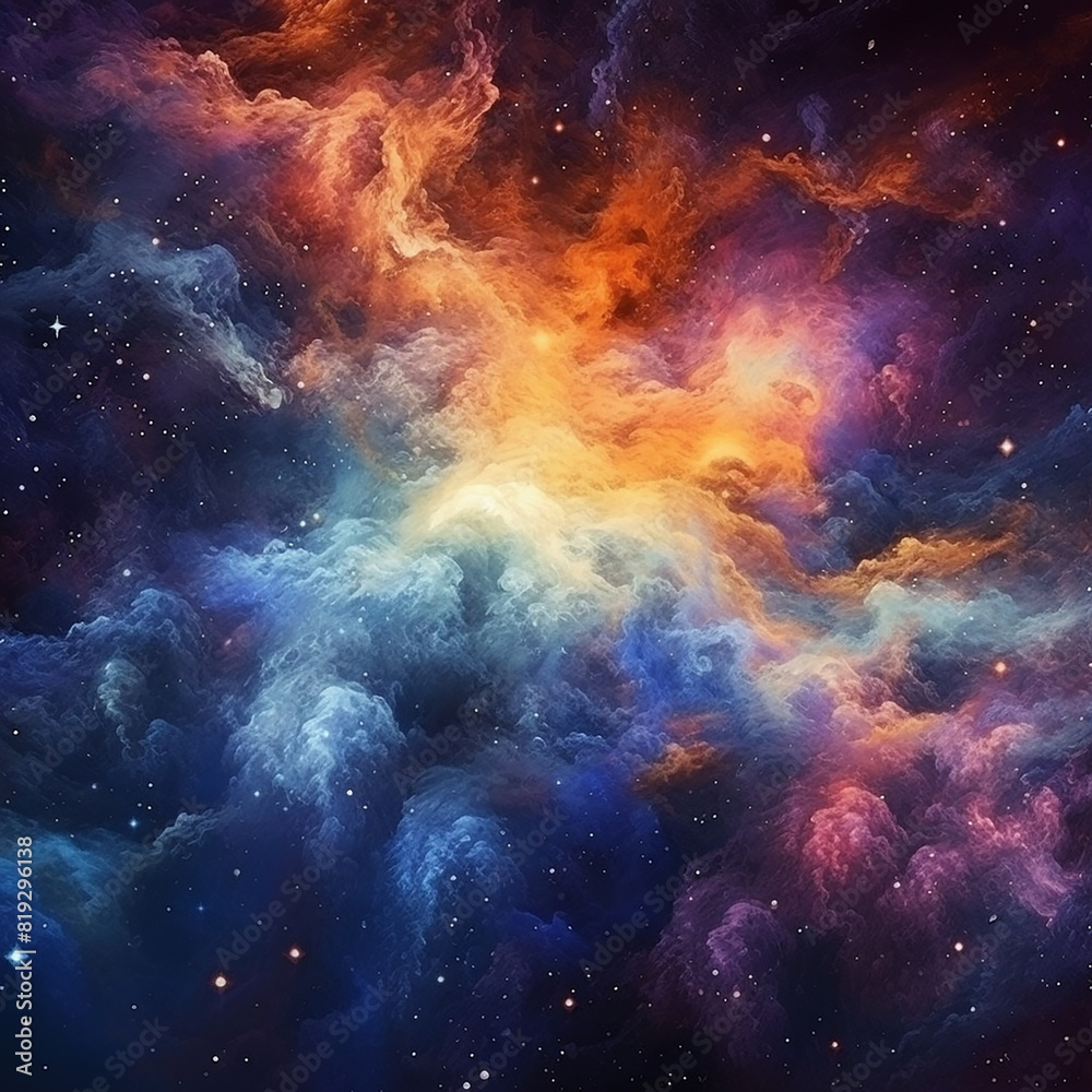 Fototapeta premium Colorful space view with stars and cosmic dust