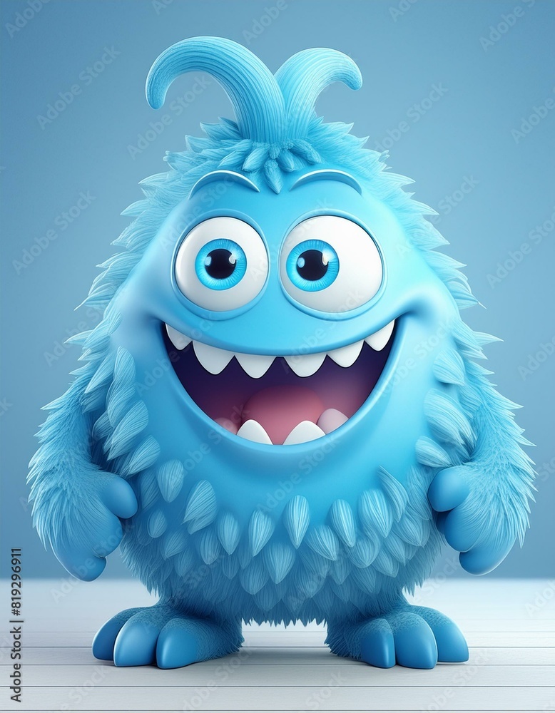 blue furry monster cartoon character blue furry monster cartoon character