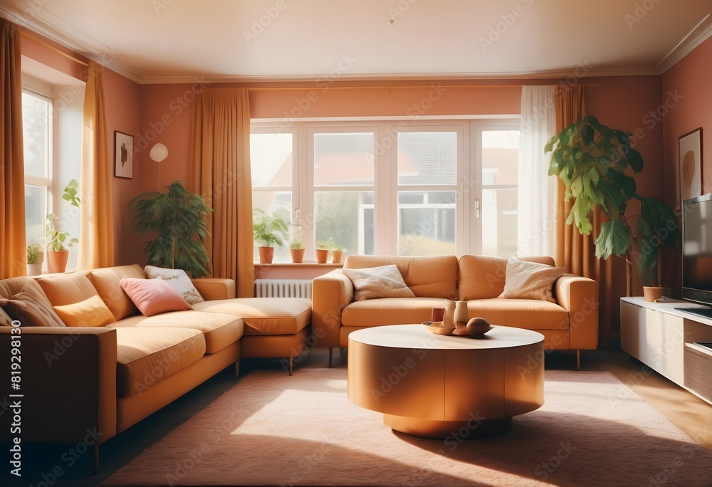 Fototapeta premium A Cozy matellic colours luxrious living room for luxrious living