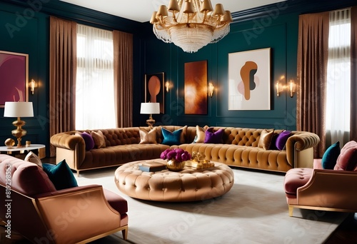 A Cozy matellic colours luxrious living room for luxrious living photo