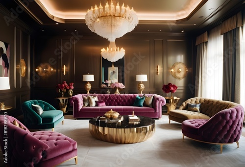 A Cozy matellic colours luxrious living room for luxrious living photo
