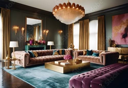 A Cozy matellic colours luxrious living room for luxrious living photo