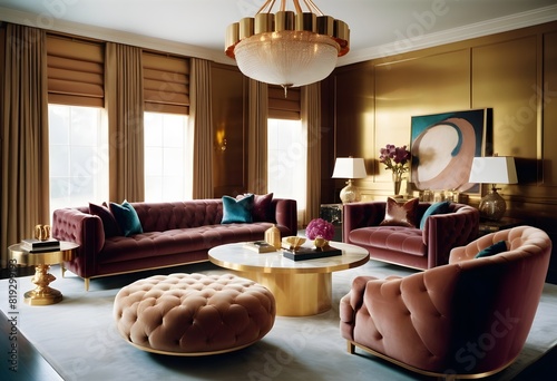 A Cozy matellic colours luxrious living room for luxrious living photo