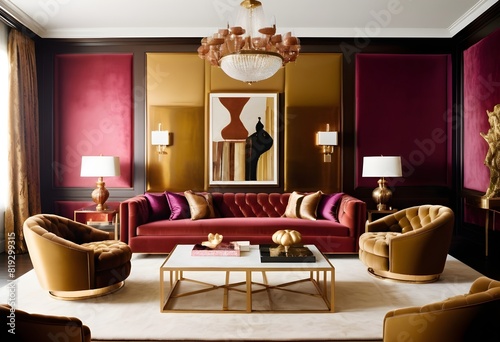 A Cozy matellic colours luxrious living room for luxrious living photo