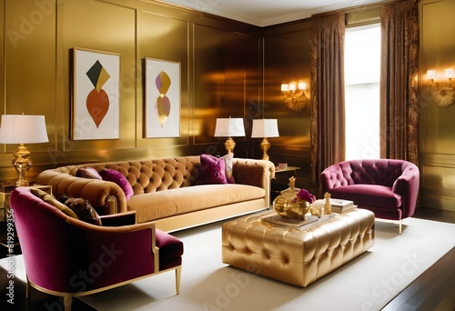 A Cozy matellic colours luxrious living room for luxrious living photo