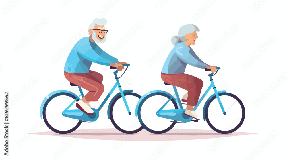 Vector illustration of grandfather driving grandmot