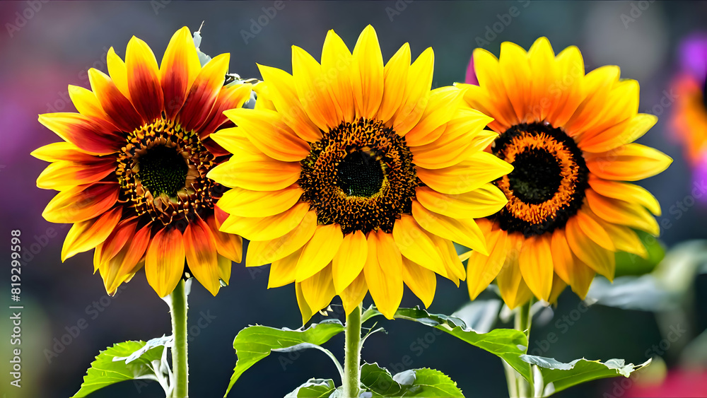 Obraz premium Sun, sunflower, seeds, Flowers field, Yellow, Pale yellow, Sunday, Flora, Flowers, Blooms, Garden, Petals, Close up, Background, wallpaper, HD