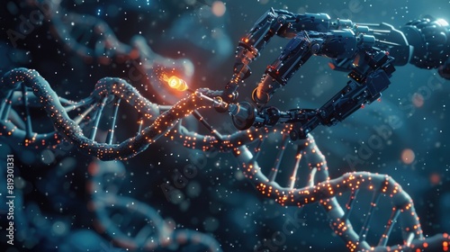 a robot arm is connected to the dna double helix photo