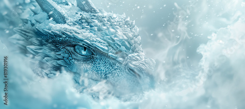 Magic Dragon in Snow Blue Toned