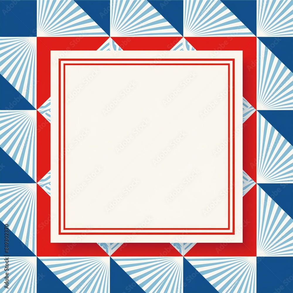 Red White and Blue Geometric Square Border Background Red White and Blue Geometric Square Border Background