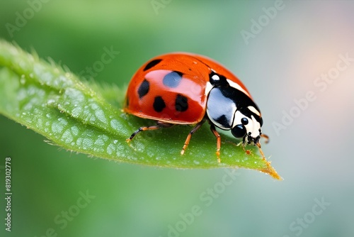 Lady bug resting on a leaf, Lady Bug on Leaf