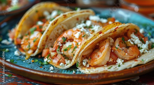 Plate of Shrimp Tacos on Table