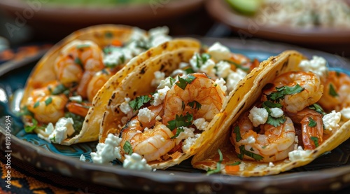 Plate of Shrimp Tacos on Table