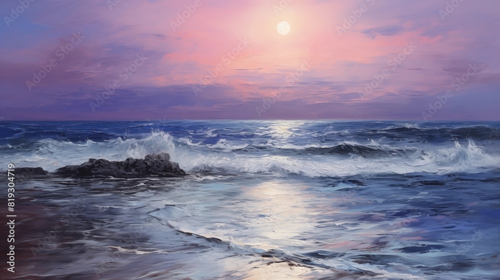 Serene Sunset Over a Majestic Ocean with Peaceful Waves and Reflections Serene Sunset Over a Majestic Ocean with Peaceful Waves and Reflections