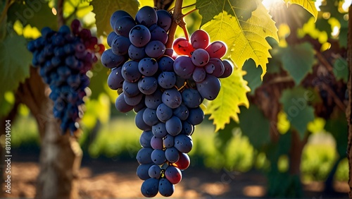 tree of grape in farm with sunshine