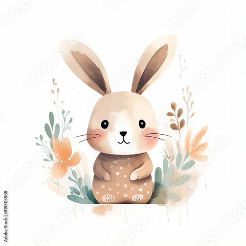 cute bunny with flowers