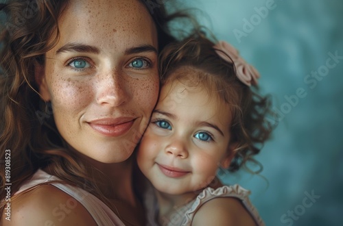 Woman and Little Girl Posing Together
