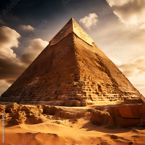 Closeup of Great pyramid Giza   7th wonder of world