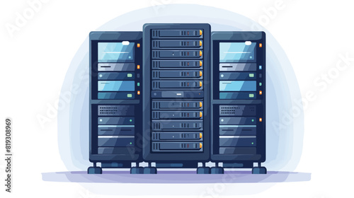 Vector server rack icon. Data warehouse storage cen photo