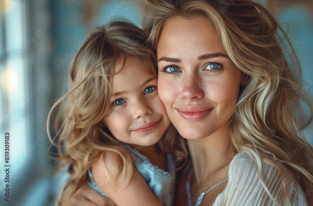 Woman and Little Girl Posing Together Woman and Little Girl Posing Together