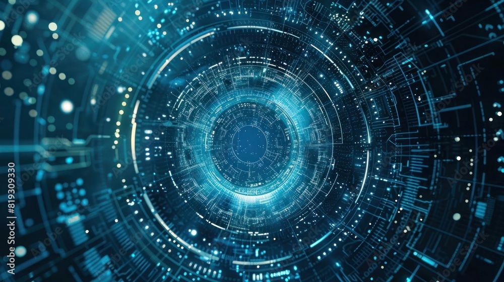 Blue Technology Network Background, abstract digital tech banner background. copy space