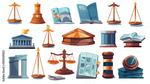 Vector set of trendy flat gradient Legal law and ju photo