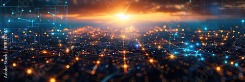 abstract digital network background with glowing connected photo