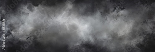 A large, dark grunge background with space for text. The wall is covered in white smoke and dust, creating an eerie atmosphere. This design would be perfect as the backdrop. High quality photo © AminaDesign