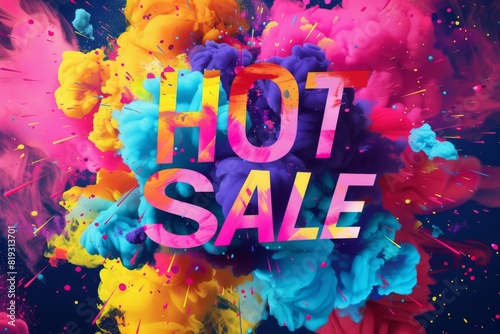 A dynamic flyer with a burst of vibrant colors and 'HOT Sale' text, creating an energetic and exciting atmosphere.