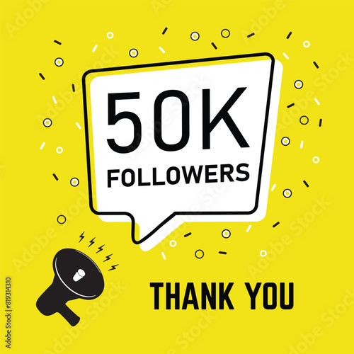 celebration for 50k followers. Congratulation for 500k followers thank you colorful celebration template. social media 500000 followers achievement Congratulation for your 50k online followers