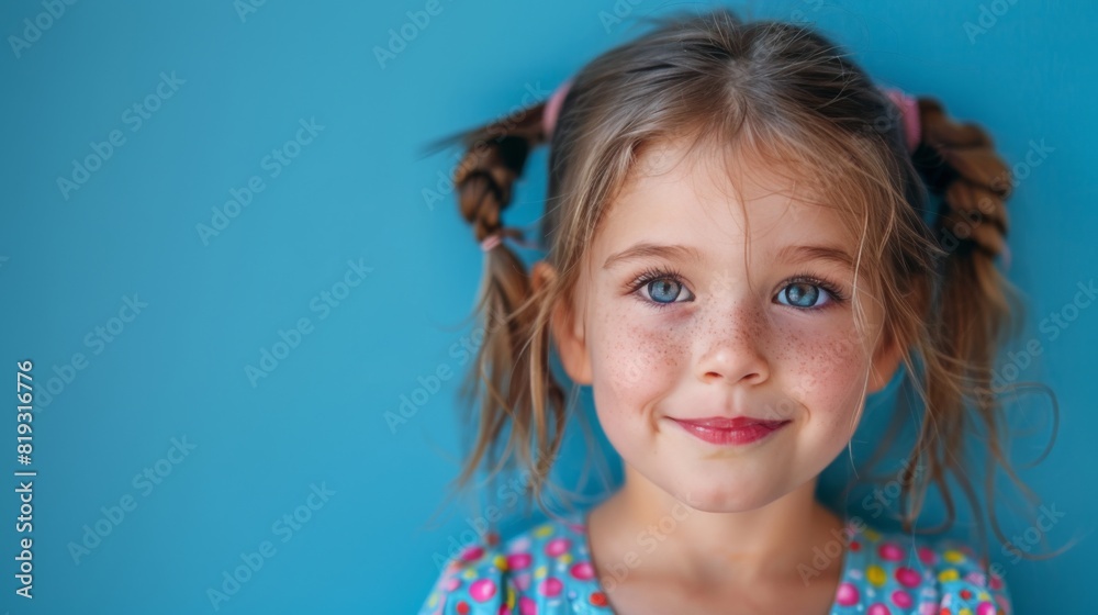 Little Girl With Blue Eyes Looking at Camera