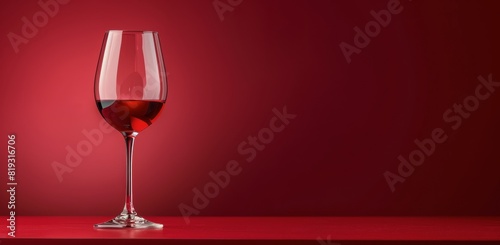 Glass of Red Wine on Red Background