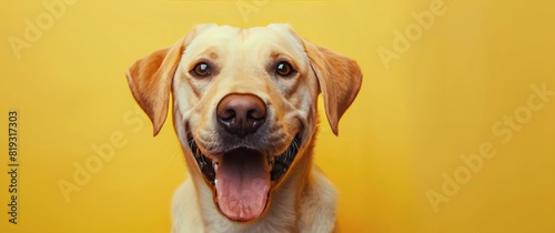 Smiling Dog on Yellow Background