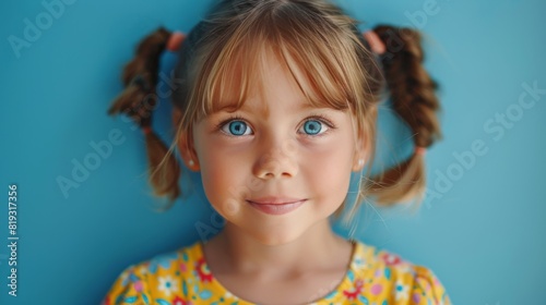 Little Girl With Blue Eyes Looking at Camera