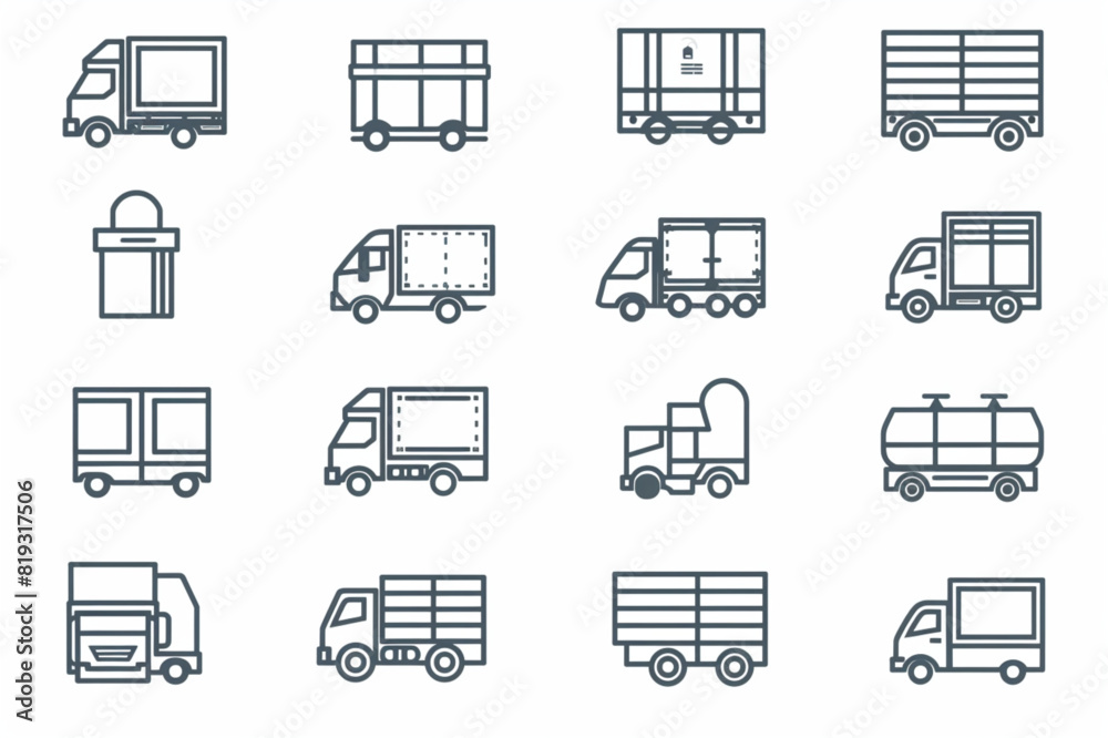 Set of Truck Delivery Related Vector Line Icons. Contains such Icons as Door to Door Delivery, Express Shipping, Supply and more. Editable Stroke. set vector icon,