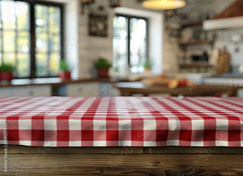 Red and White Checkered Tablecloth on Kitchen Table