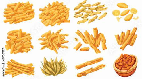 vector sketch italian pasta types set. Sadani penne photo